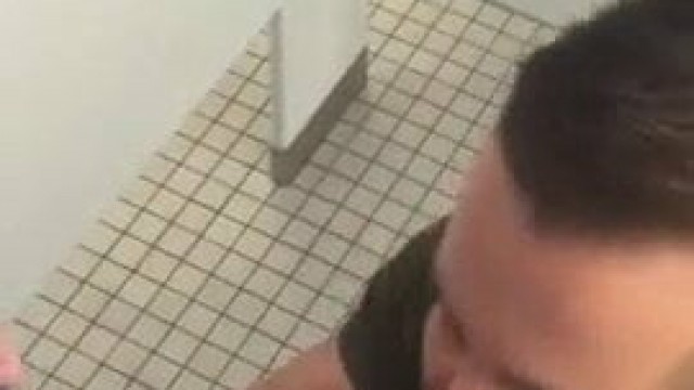 Daddy Sucking cock in bathroom