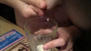 Girl lactating and drinking milk