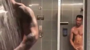 Sexy horny males in the gym shower