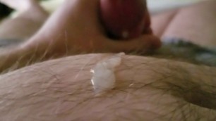 Messy cumshot with stringy precum