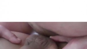 Licking sperm from after creampie from daddy