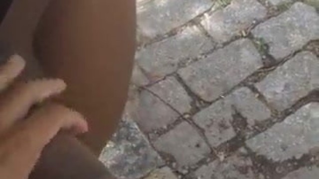 huge dick of tranny being played with outdoors