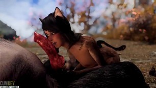 Werewolf hunted Cat - girl's pussy well &vert; Huge Dick Monster &vert; 3D Porn Sex